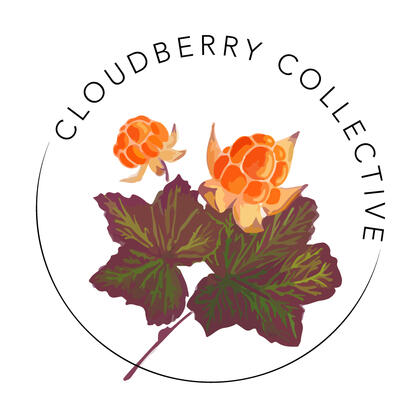 Home page (link): two cloudberries encircled by a line and the text Cloudberry Collective.